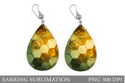 Stained Glass Honeycombs Teardrop Earring Design