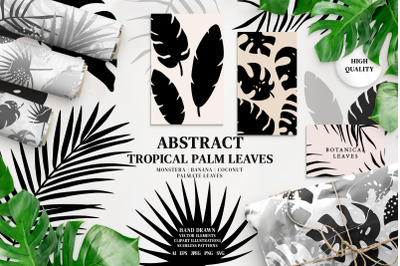SVG Tropical palm leaves. Seamless Patterns.