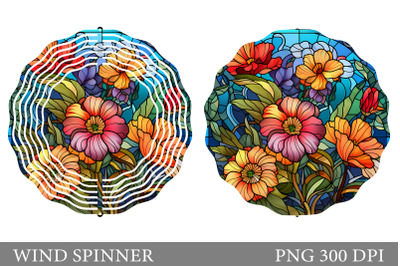 Flowers Wind Spinner. Stained Glass Flowers Spinner Design