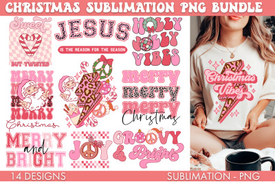 Pink Christmas Bundle PNG Sublimation