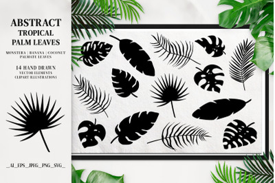 Tropical collection. SVG palm leaves elements