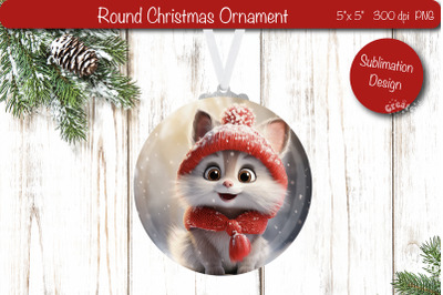 Christmas ornament Round Sublimation Christmas Baby Animal PNG