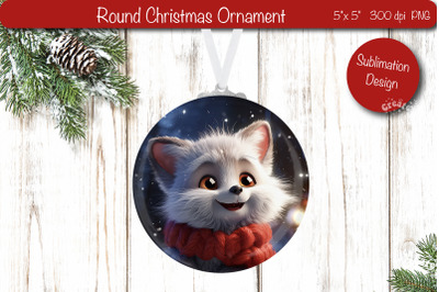 Christmas ornament Round Sublimation Christmas Baby Animal PNG