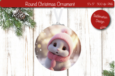 Christmas ornament Round Sublimation Christmas Baby Animal PNG