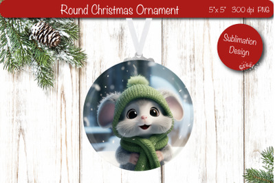 Christmas ornament Round Sublimation Christmas Mouse PNG