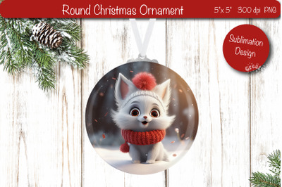 Round Christmas ornament Sublimation Animal PNG Cat