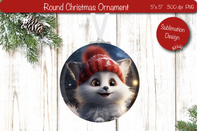 Christmas ornament Round Sublimation Christmas Baby Animal PNG