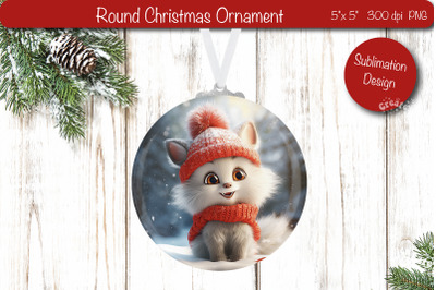 Christmas ornament Round Sublimation Christmas Baby Animal PNG Cat