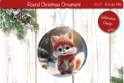 Christmas ornament Round Sublimation Christmas Baby Animal PNG