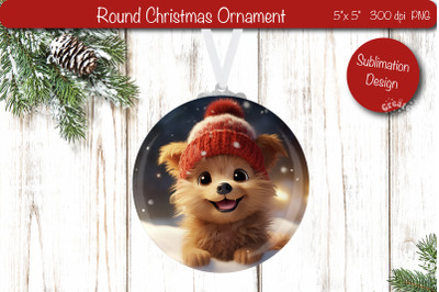Christmas ornament Round Sublimation Christmas Puppy PNG  Dog