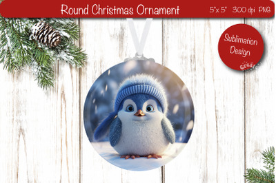 Christmas ornament Round Sublimation Christmas Penguin PNG
