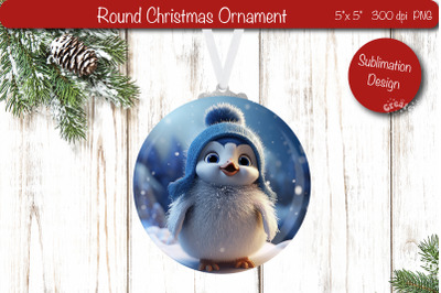 Christmas ornament Round Sublimation Christmas Penguin PNG