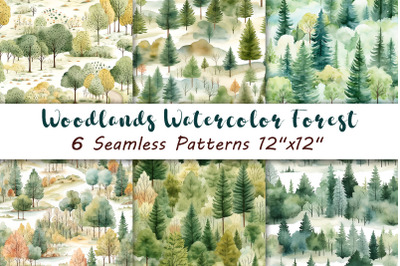 Watercolor Forest Seamless Patterns