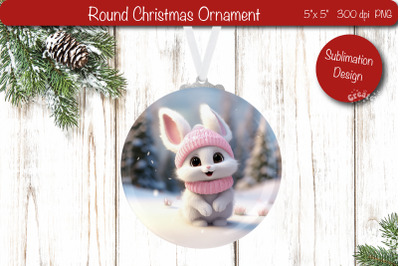 Christmas ornament Round Sublimation Christmas Bunny PNG