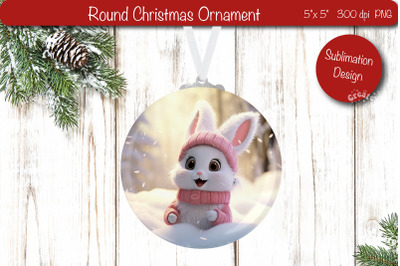 Christmas ornament Round Sublimation Christmas Bunny PNG