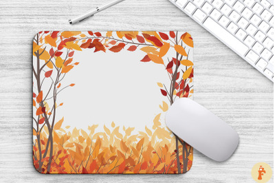 Autumn Falling Leaves Border Mouse Pad