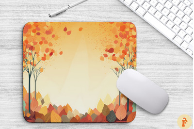 Autumn Falling Leaves Border Mouse Pad