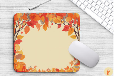 Autumn Falling Leaves Border Mouse Pad