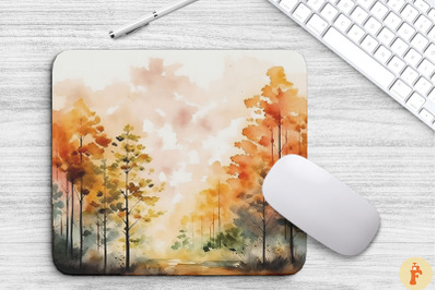 Watercolor Autumn Forest Mouse Pad