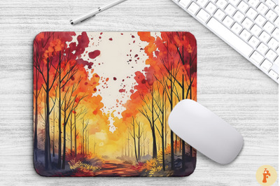 Watercolor Autumn Forest Mouse Pad