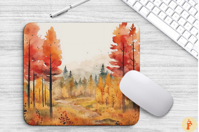 Watercolor Autumn Forest Mouse Pad