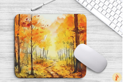 Watercolor Autumn Forest Mouse Pad