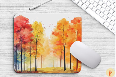 Watercolor Autumn Forest Mouse Pad