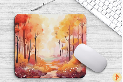 Watercolor Autumn Forest Mouse Pad