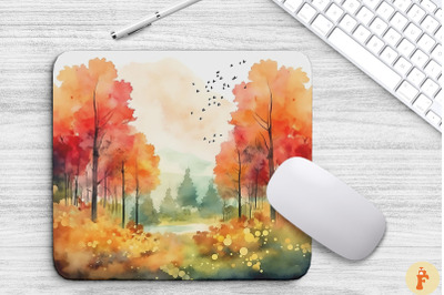 Watercolor Autumn Forest Mouse Pad