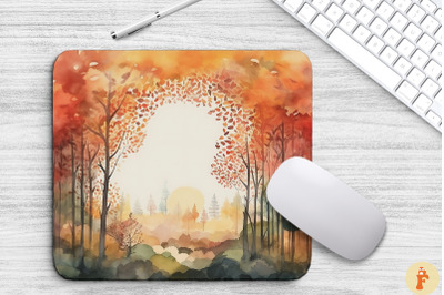 Watercolor Autumn Forest Mouse Pad