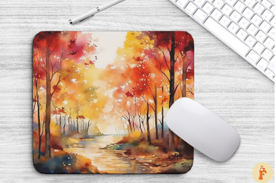 Watercolor Autumn Forest Mouse Pad