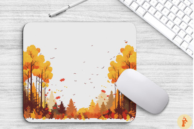 Autumn Forest Border Mouse Pad Design