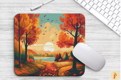 Peaceful Autumn Landscape Mouse Pad