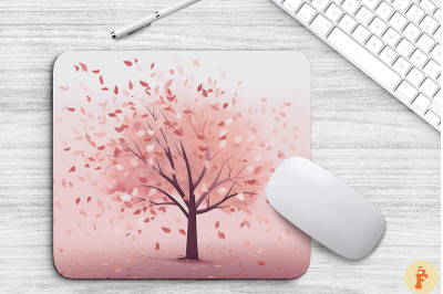 Tree With Falling Leaves Pastel Pink