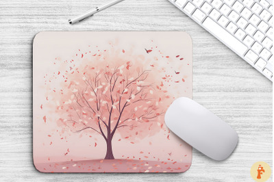 Tree With Falling Leaves Pastel Pink