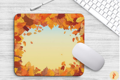 Autumn Falling Leaves Border Mouse Pad