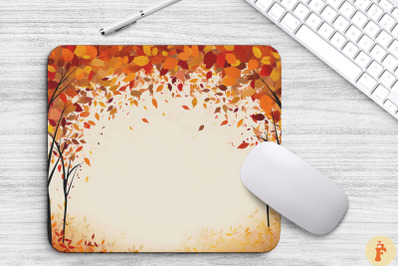 Autumn Falling Leaves Border Mouse Pad