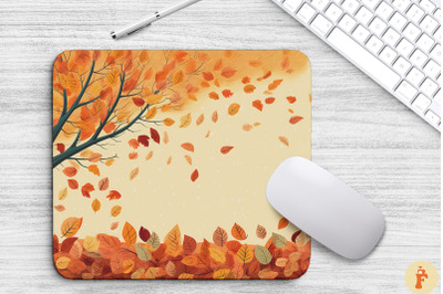 Autumn Falling Leaves Border Mouse Pad