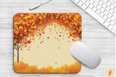 Autumn Falling Leaves Border Mouse Pad