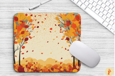 Autumn Falling Leaves Border Mouse Pad