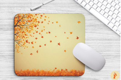 Autumn Tree Leaves Falling Mouse Pad