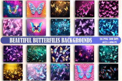 Beautiful Butterfiles Backgrounds Bundle