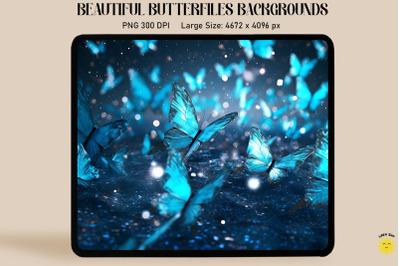 Sparkly Blue Butterflies Backgrounds