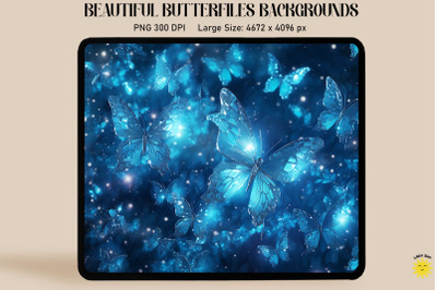 Sparkly Blue Butterflies Backgrounds