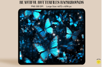 Sparkly Blue Butterflies Backgrounds