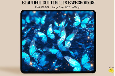 Sparkly Blue Butterflies Backgrounds