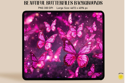 Sparkly Magenta Butterflies Backgrounds