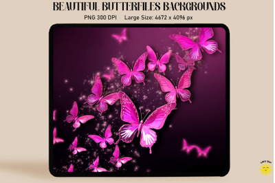 Sparkly Magenta Butterflies Backgrounds