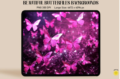 Sparkly Pink Butterflies Backgrounds