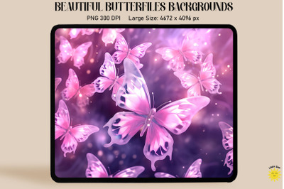 Sparkly Pink Butterflies Backgrounds